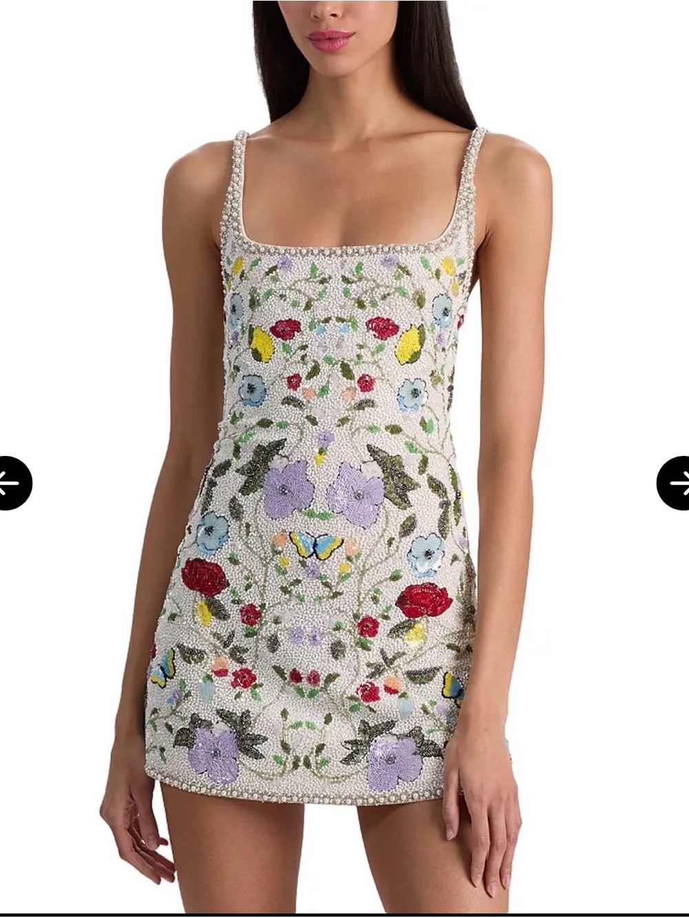 Alice + Olivia Beaded Floral White Mini Dress